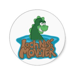 Loch Ness Monster Cartoon Round Sticker