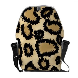 Leopard Print Pattern, Brown and Black. Messenger Bags