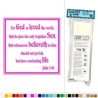 For God So Loved The World   John 3.16   Bible Verse   Vinyl Sticker Decal Wall Art Decor   Pink  Business And Store Signs 