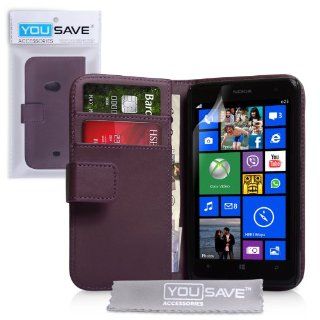 Nokia Lumia 625 Case Purple PU Leather Wallet Cover Cell Phones & Accessories
