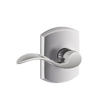 Schlage F10ACC625GRW Bright Chrome Passage Accent Passage Door Lever Set with Decorative Greenwich Rose from the F Series    