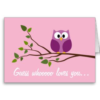 Valentines Day   Cute Cartoon Owl and Heart Cards