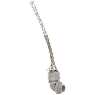 Woodhead 5543M Cable Strain Relief Grip, Locknut, Max Loc Cord Seal, Right Angle Male, Stainless Steel Mesh, 3/4" NPT Thread Size, Orange Grommet Color, .625 .750" Cable Diameter Electrical Cables