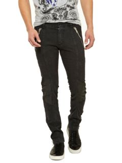 Leather and Zipper Skinny Jeans by Pierre Balmain