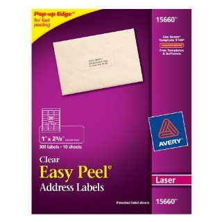 Avery Easy Peel Clear Address Labels for Laser Printers, 1 x 2.625, Pack of 300 (15660) 