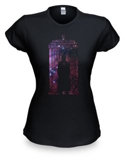 10th Doctor Galaxy Silhouette Fitted Ladies Tee