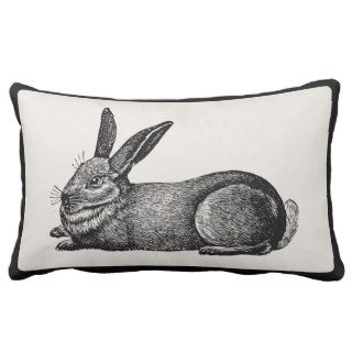 Vintage Rabbit Artisan Pillow   Pick Your Color