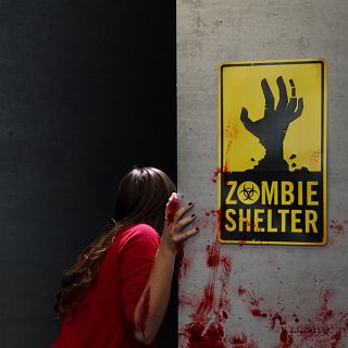 Aluminum Zombie Shelter Sign