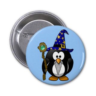 Cute little animated wizard penguin pin