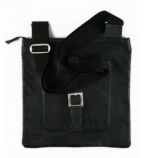 hand crafted black & grey messenger bag by freeload leather accessories