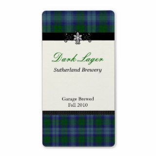 Blue and Green Plaid Home brewed beer Labels