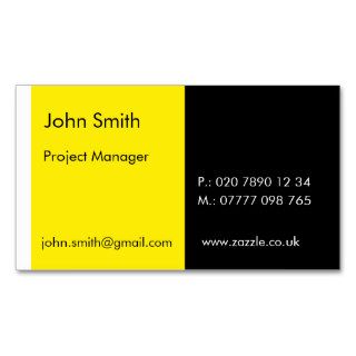 Duo   Yellow & Black (2" x 3.5") Business Card Templates