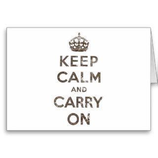Vintage Keep Calm And Carry On Card