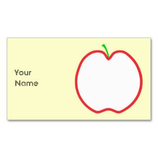 Red Apple Outline. White center, Green stem. Business Card Template