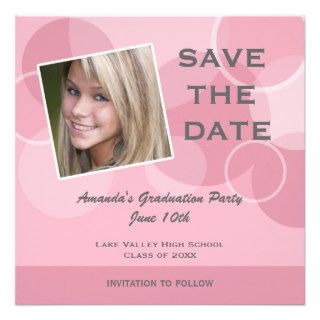 Pink Photo Graduation Party Save the Date Personalized Invites