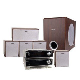 Philips MCD735 5.1 Channel DVD Micro Home Theater System w/Mahogany Red Wood Finished Speakers Electronics
