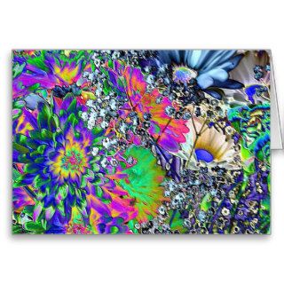 Psychedelic Birthday Colorful Flowers Card