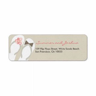 Beach Pink Flip Flops Flower Wedding Address Label