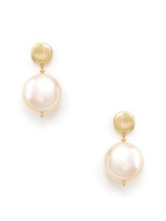 Jaipur Gold Disc & Coin Pearl Drop Earrings by Marco Bicego