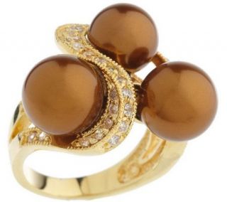 Isaac Mizrahi Live Simulated Pearl & Pave Elegant Ring —