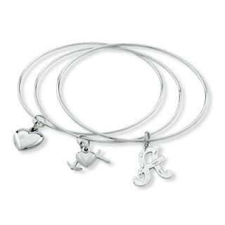 Triple Bangle with Charms in Sterling Silver (1 Initial)   Zales