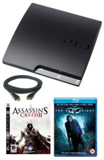 Playstation 3 PS3 Slim 120GB Console Bundle (including Dark Knight Blu Ray, Assassins Creed 2 & 2M HDMI Cable)      Games Consoles