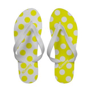 Mismatched Yellow & White Polka  Dot Flip Flops