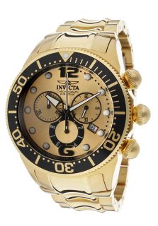Invicta 14204  Watches,Mens Lupah Chronograph Gold Tone Dial 18K Gold Plated Stainless Steel, Chronograph Invicta Quartz Watches