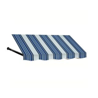 Awntech 40 ft 4 1/2 in Wide x 3 ft Projection Navy/Gray/White Striped Open Slope Window/Door Awning