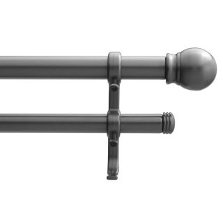 Project Source 48 in to 84 in Glossy Black Metal Double Curtain Rod