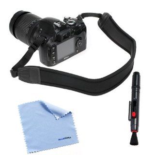 BIRUGEAR LCD Lens Pen + Black Anti Slip Neoprene Camera shoulder/Neck Strap Belt + Cleaning Cloth for Canon SX510 HS, SX50 HS, G15, EOS 70D, 6D, SX500 IS, XT XTi XS XSi T1i T2i T3i T3 T4i T5i SL1; Nikon P600 P530 L820 D5300 D3300 D3200 D5200 D5100 D800 D4;