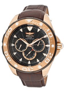 Invicta 12251  Watches,Mens Pro Diver/Elegant Ocean Black Dial Brown Genuine Leather, Casual Invicta Quartz Watches
