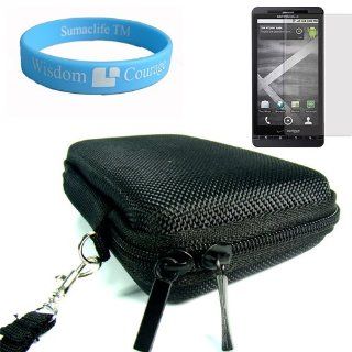 Motorola Droid X Clear Screen Protector + Black Cube Carrying Case for Motorola Droid X + Wisdom*Courage Wristband Cell Phones & Accessories