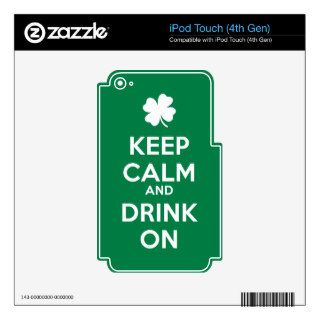 Keep Calm Drink On Shamrock  St Patricks Day Decals For iPod Touch 4G