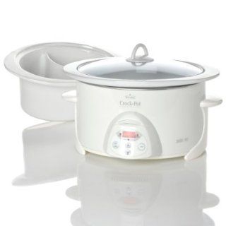 Crock Pot SCC658 W Smart Pot 6 1/2 Quart Oval Programmable Slow Cooker with Bonus Duet Insert, White Kitchen & Dining