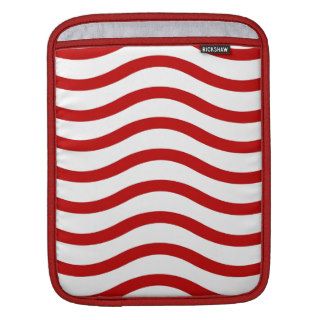 Fun Red and White Wavy Lines Stripes Pattern Gifts Sleeve For iPads
