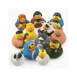 Set Includes Mary, Joseph, Baby Jesus, 3 Wise Men, Angel, Lamb, Cow, Donkey And Camel.   One Dozen (12) Rubber Duckie Ducky Duck Christmas Nativity Scene Toys & Games