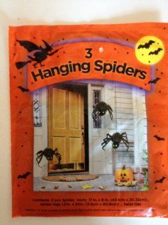 Set of 3 Hanging Spiders 17 in. x 8 in. Halloween Decorations Health & Personal Care