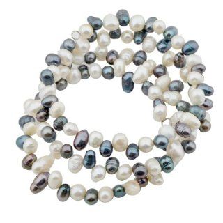 Topearl Mixed Color White, Black Fresh Water Pearls Bangle Jewelry