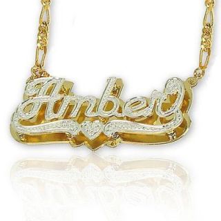 Two Tone Diamond Accent Name Pendant in Sterling Silver with 24K Gold