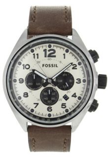 Fossil CH2835  Watches,Mens Flight Chronograph Cream Dial Brown Leather, Casual Fossil Quartz Watches