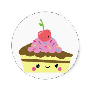 Cute Slice of Kawaii Ice Cream Cake Round Sticker