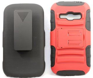 Asman Red Heavy Duty Combat Armor Dual Layer Kickstand Belt Holster Case for Samsung Galaxy Ring / Prevail 2 SPH M840 (Boost, Virgin Mobile) Cell Phones & Accessories