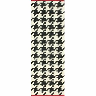 nuLOOM Handmade Flatweave Houndstooth Black Wool Runner (2'6 x 8') Nuloom Runner Rugs