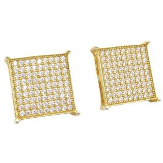 Mens .925 sterling silver Yellow 9 row square earring MLCZ26 3mm thick and 13mm wide Size ML Jewelry