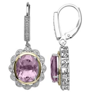 Oval Amethyst and Diamond Accent Earrings in Sterling Silver and 14K
