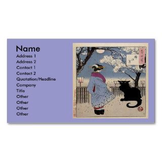 Black Cat With Japanese Lady, Business Card Templates