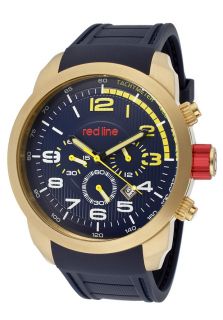 Red Line 60004  Watches,Mens Overdrive Chrono Navy Blue Dial Gold Tone IP Case Navy Blue Rubber, Chronograph Red Line Quartz Watches