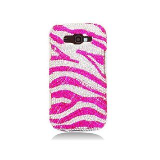 Samsung Focus 2 i667 SGH I667 Bling Gem Jeweled Jewel Crystal Diamond Pink Zebra Stripes Cover Case Cell Phones & Accessories