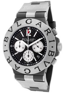 Bvlgari TI44BTAVTDCH/SLN  Watches,Mens Diagono Titanium Mechanical/Automatic Chronograph Black Carbon Fiber Dial Black Rubber, Chronograph Bvlgari Mechanical Watches